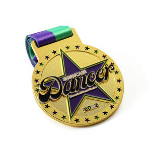 ผู้ผลิตที่กำหนดเองท้องฟ้าดาวโลหะผสมสังกะ<span class=keywords><strong>ส</strong></span>ีเคลือบอ่อนคู่เต้นรำการแข่งขันเหรียญทอง - Product Image 3