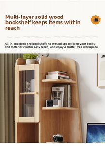 <span class=keywords><strong>Bureau</strong></span> intégré rétractable avec étagère, table d'écriture de <span class=keywords><strong>bureau</strong></span> moderne avec armoire latérale pour la maison et la chambre - Product Image 5