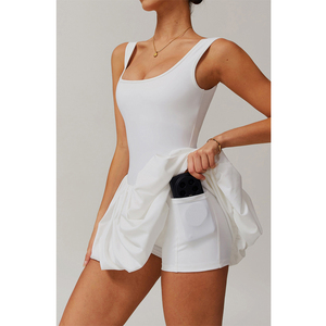 Women's Sleeveless Athletic <strong>Pleated</strong> Golf Tennis <strong>Skirt</strong> Custom <strong>Underneath</strong> Workout Active Dresses with Built-in <strong>Shorts</strong> - Product Image 5