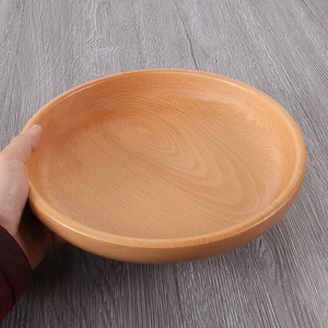 Plato redondo de madera de haya Yimu Yijiang, tazón de ensalada de madera gruesa para fiestas, estilo sencillo. - Product Image 1