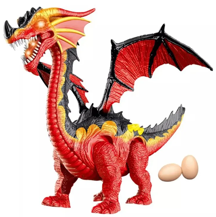 Pil kumandalı yürüyüş döşeme yumurta plastik dinozorlar oyuncak eğitim elektrikli ejderha modeli çocuk için oyuncak