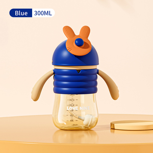 Vente en gros d'usine OEM de gel de silice à motif animal 300ml sans BPA tête de lapin matériau PP grand gobelet droit pour bébés - Product Image 5
