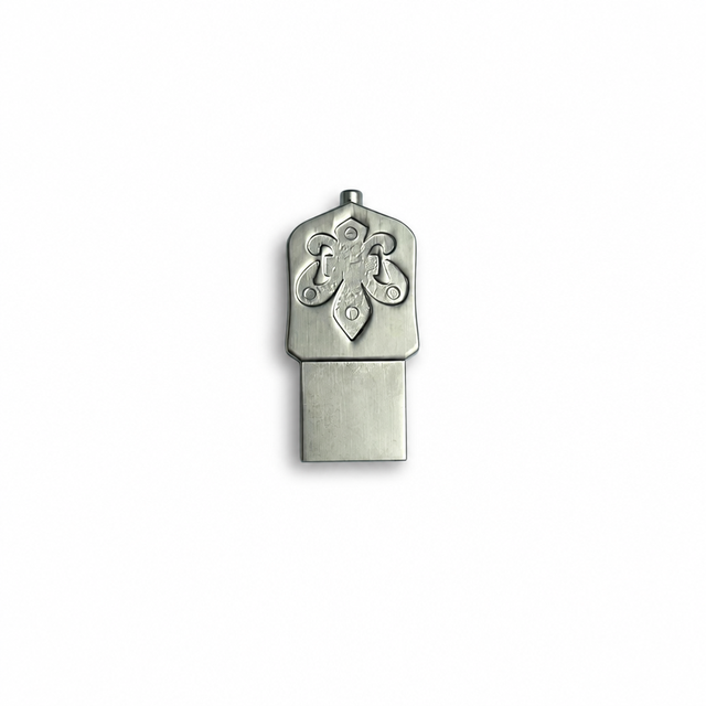 New Fleur-de-Lis Metal USB 2.0 Flash Drive 4GB-128GB Embossed Crest Brushed Finish Custom Logo