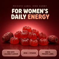 Private Label IJzer Gummies Vitamine Zachte Kauwgom Snoepjes Rode Dadels Jujube Smaak Groothandel