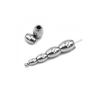 Perles ovales en acier inoxydable, perles lisses et espacées pour la fabrication de bracelets, accessoires de bijouterie H1082 - Product Image 1