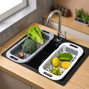 Panier égouttoir rétractable, passoire multi-usage horizontale et verticale pour articles ménagers, préparation culinaire et rangement domestique - Product Image 2