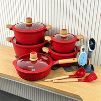 Lot de 21 casseroles en aluminium robuste pour la cuisson, prix usine, boîte personnalisée, revêtement antiadhésif granit, vente en gros B2B