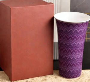 Jarrón de Cerámica de Estilo Europeo con Patrón Retro en Zigzag - Juego de Regalo de Pascua, Accesorio de Recuerdo - Product Image 5