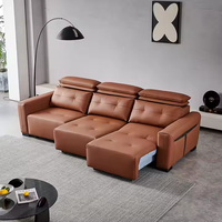 Sofá Cama Eléctrico Inteligente, Reclinable, Plegable, Extensible, Portátil, Moderno, con Control Remoto, Cómodo, de Cuero