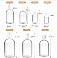 Bouteilles à liqueur en verre transparent personnalisées de 100 ml à 1000 ml, bouteilles à spiritueux vides réutilisables pour la vodka, le whisky, le rhum, le gin avec bouchons en liège