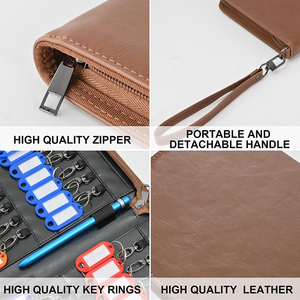 Organisateur de clés zippé avec 24 crochets, étiquettes, en cuir PU, pour agences immobilières, hôtels et gestion de locations - Product Image 4