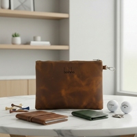 Sac de golf en cuir véritable Boshiho avec fermeture éclair, grande capacité, rangement pour balles de golf, accessoires, pochette pour objets de valeur