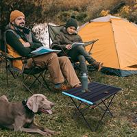 Mesa de picnic plegable de aluminio para acampar al aire libre con una bolsa para senderismo, mochilero