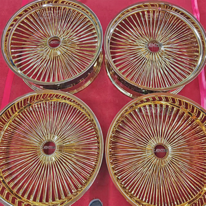 Jantes à rayons dorées de 26 et 13 pouces, style Knock-Off, 5x120.65 pour voitures classiques - Product Image 5