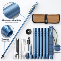 Bâton de randonnée tactique en alliage d'aluminium à 6 sections, kit de survie intégré, portable, léger, durable, embout en caoutchouc pour la randonnée