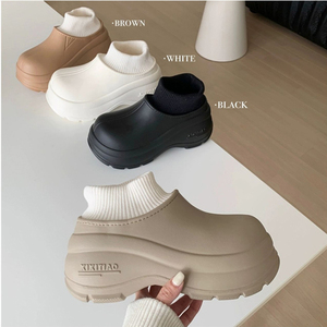 Ciabatte invernali in cotone da donna per esterni impermeabili caldi sandali in peluche con suola <span class=keywords><strong>EVA</strong></span> Fluff scarpe da giardino per la casa pantofole - Product Image 1