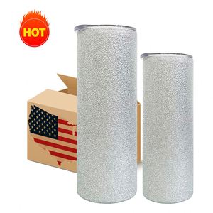 Gobelet isotherme double paroi 20 oz, fin et droit, argenté pailleté, pour sublimation, transfert thermique, impression et artisanat - Product Image 1