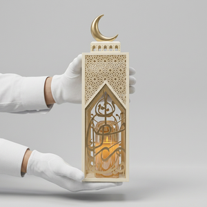 Lanternes en fer exclusives pour le Ramadan avec un dessus en forme de croissant de lune moderne et un design de calligraphie arabe pour la décoration de la maison - Product Image 6