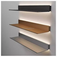 Étagères murales flottantes moderne minimaliste luxe modulaire personnalisé métal aluminium avec lumière LED pour salon chambre