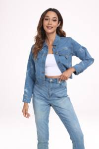 Vestes d'extérieur en jean boutonnées décontractées Veste courte pour fille Vestes quotidiennes pour femmes - Product Image 5