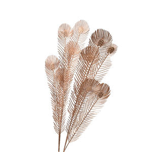 A-1225結婚式の人工ピーコックテールロードデコレーション5つの枝プラスチック人工ピーコックフェザー - Product Image 5