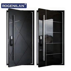 Portes d'<span class=keywords><strong>entrée</strong></span> de sécurité intelligentes modernes en aluminium noir Rogenilan, portes d'<span class=keywords><strong>entrée</strong></span> antivol pour maisons - Product Image 5