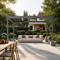 Pergola à lames orientables naturelles en promotion pour couverture de patio
