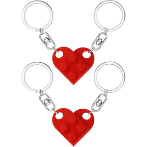 Ensemble de <span class=keywords><strong>porte</strong></span>-clés en acrylique en forme de cœur, blocs de construction pour couples, briques DIY, design créatif, breloques d'amour, cadeaux pour la famille - Product Image 1