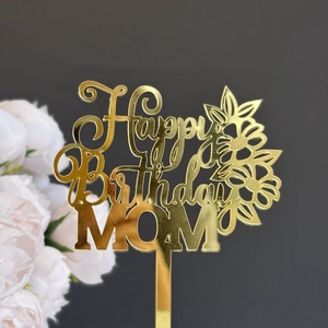 ท็อปเปอร์เค้กอะคริลิค รูปน้ำผึ้งและหวานๆ ขอบคุณแม่ ของตกแต่งเค้กวันแม่ สไตล์อินส์ สีทอง - Product Image 2