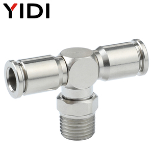 Raccord pneumatique YIDI <span class=keywords><strong>PB</strong></span> en acier inoxydable, connecteur en T fileté, raccord rapide à une touche pour tuyau d'air, filetage mâle BSP R - Product Image 2
