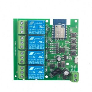 Tuya 4 băng đảng thông minh tiếp sức hỗ trợ Alexa Google nhà <span class=keywords><strong>DC</strong></span>/<span class=keywords><strong>AC</strong></span> 7-32V/85-250V 433MHz 4CH WIFI chuyển 10A thông minh điều khiển từ xa chuyển đổi - Product Image 1