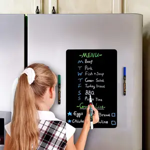 Magnetic Black Dry Erase Board for Fridge 12x8'', Small Magnetic Refrigerator Chalkboard