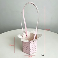 Boîte à fleurs en carton hexagonale à pois de style coréen, petite, à tenir à la main, pour emballage de bouquet DIY, boîte vide pour fleurs