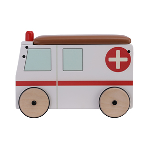 Ambulancia coche de bebé de madera línea de tracción cuerda niños enseñanza temprana <span class=keywords><strong>paso</strong></span> para tirar remolque pequeño juguetes Andador de bebé de madera - Product Image 2