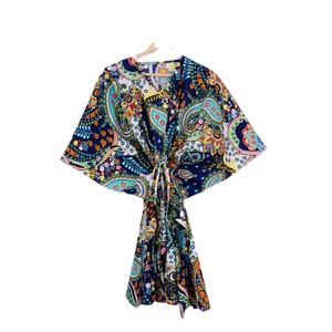 Magnifique Kaftan en Coton à Motifs Floraux pour Femme, Style Bohème Imprimé au Bloc, Robe d'Été Douce et Respirante, Prix de Gros - Product Image 6