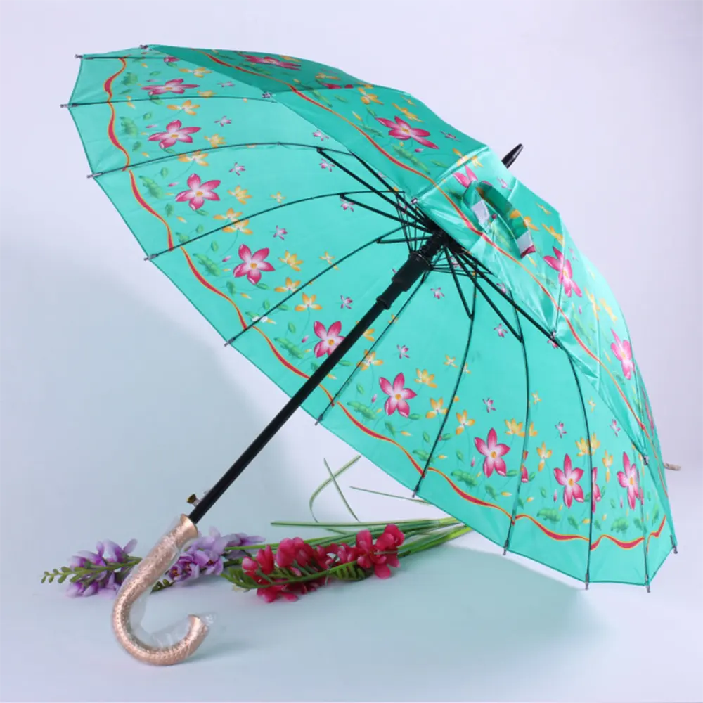 Guarda-chuva reto de cetim 16k mais vendidos, guarda-chuva reto aberto automático/