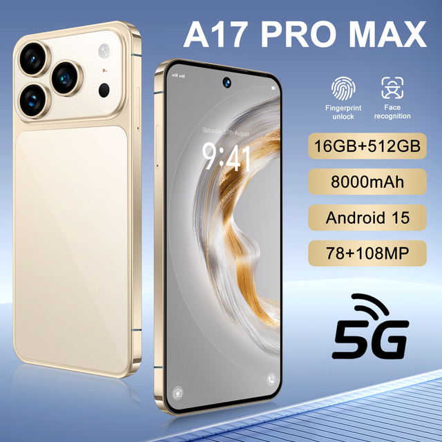 A17 Pro Max Smart Phone Factory Hot Selling 7.3 Inch Octa Core CPU 108mp Rear Camera HD Resolution LTE Cellular
