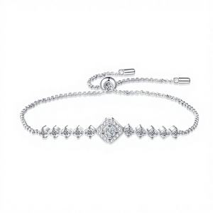 Bracelet tennis en moissanite en gros d'usine, en argent sterling 925 plaqué or champagne, ajustable, unisexe, pour mariage - Product Image 1