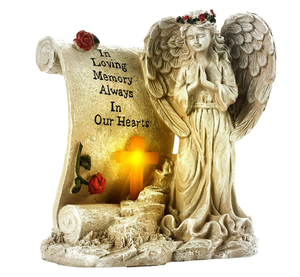 Resina Solar Memorial Anjo Com Asas Memorial Garden Estátua Para Simpatia Presentes - Product Image 3