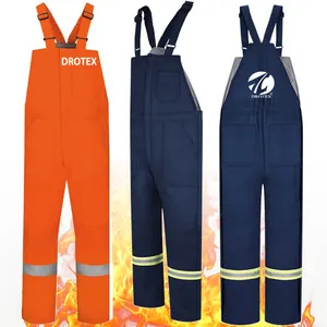 En iso11611 class1cotton chống cháy Châu Âu FR BIB Overalls với sợi carbon