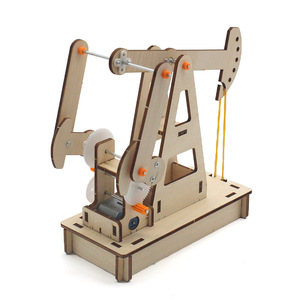 Wooden Oil Pump <b>Model</b> <b>Kit</b> With Gear Transmission For Kids Diy Assembly Educational Toy 4-6 Years Old - Product Image 3
