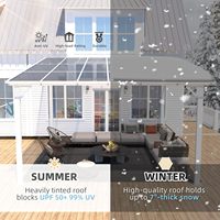 PIOEN 12 'x 12' Hard Top Lean to 12x12 Gazebo Dégagement avec Patio Toit Grands Auvents Muraux Robustes, Blanc