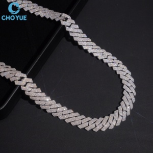 Collar Personalizado al por Mayor, Plata 925 con Baño de Rodio, Moissanita con Corte Baguette, Cadena Geométrica, Joyería de Lujo Unisex para Fiestas - Product Image 2