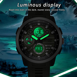 Reloj Deportivo SANDA 3379 para Hombre, Analógico-Digital, Correa de TPU, 44.5mm, Resistente al Agua, Cronógrafo, Alarma, Retroiluminación, Luminoso, Múltiples Zonas Horarias - Product Image 6