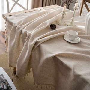 Hot Selling Tassels <b>Table</b> Cover <b>Linen</b> <b>Table</b> <b>Cloth</b> Classic Hotel Customizable 100% Ruffled Natural Easy Washed Home Solid Color - Product Image 3