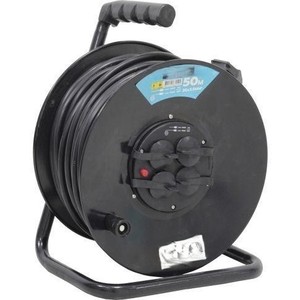 Câbles extensibles de 50 m, 4 prises, câble 3x2,5 mm, IP44, fabriqué en bois, idéal pour l'extérieur et les événements. - Product Image 1