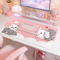 Tapis de souris de jeu rose, grand format, base en caoutchouc naturel antidérapante, épaisseur 3 mm, 80x30 cm, tapis extra large pour bureau/maison