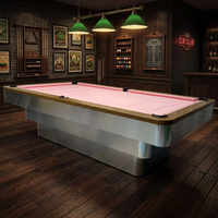 Table de billard haut de gamme personnalisée de 9 pieds en verre trempé avec poches en cuir et coussin en laine, table chinoise transparente en cristal