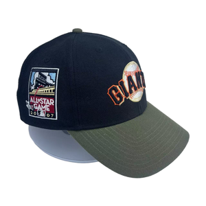 Casquette de baseball San Francisco Giants 2007 All Star Game, logo brodé, ajustée, unisexe, en sergé, design 6 panneaux, orange et bleu marine - Product Image 2