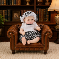 8 Zoll Vollsilikon Reborn Babypuppe mit offenen Augen, Gingham-Mütze und Bloomers – Neugeborenenpuppe für Rollenspiele